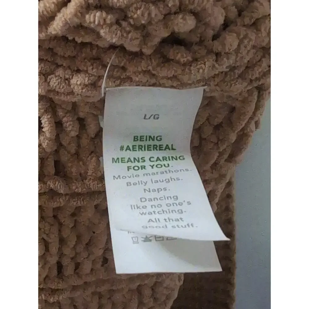 Aerie Quarter Zip Sweater Large Chunky Knit Cozy Oversized